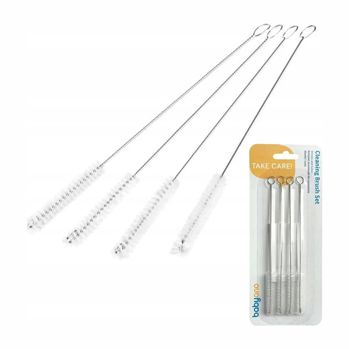 BabyOno schoonmaakborstels voor rietjes en buisjes, set van 4