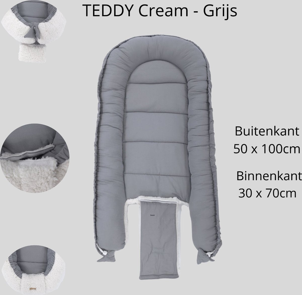 Soosie - Baby Nestje - Babynestje - Zacht en Veilig - Dubbelzijdig Teddy Katoen