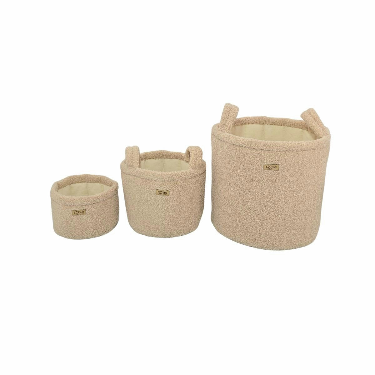 Teddy Bounce Opbergmanden Set – 3 stuks – Opbergmand Babykamer – Speelgoedmand – Beige Bruin – Manden voor Luiers, Speelgoed & Kleding