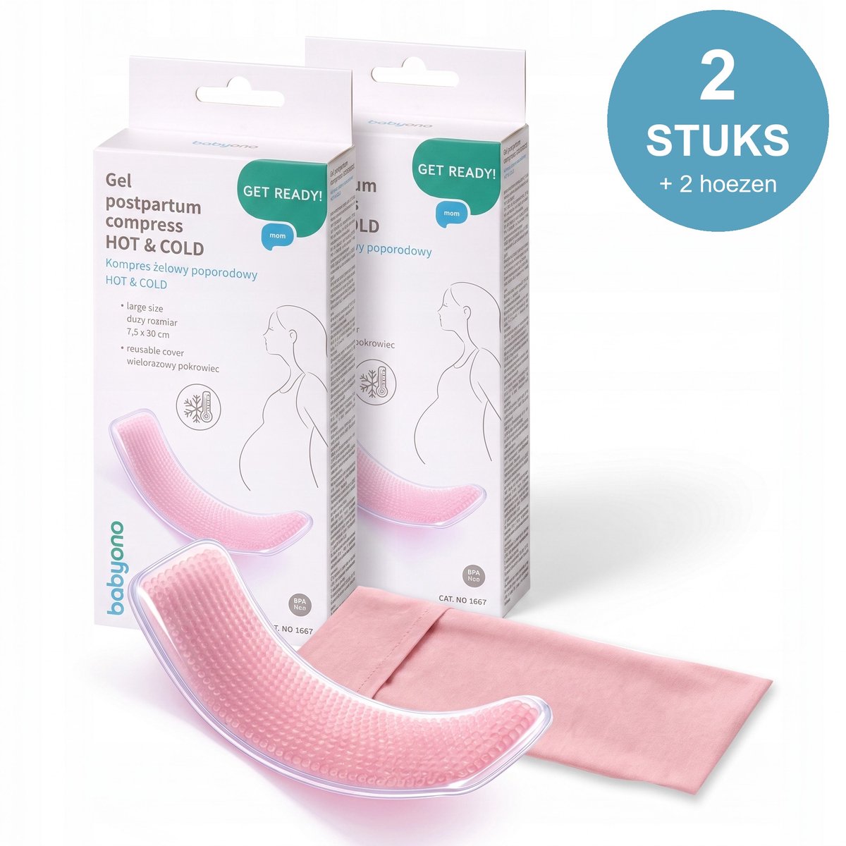 Postpartum gel kompres Hot en Cold, voordeelverpakking met twee kompressen en hoezen