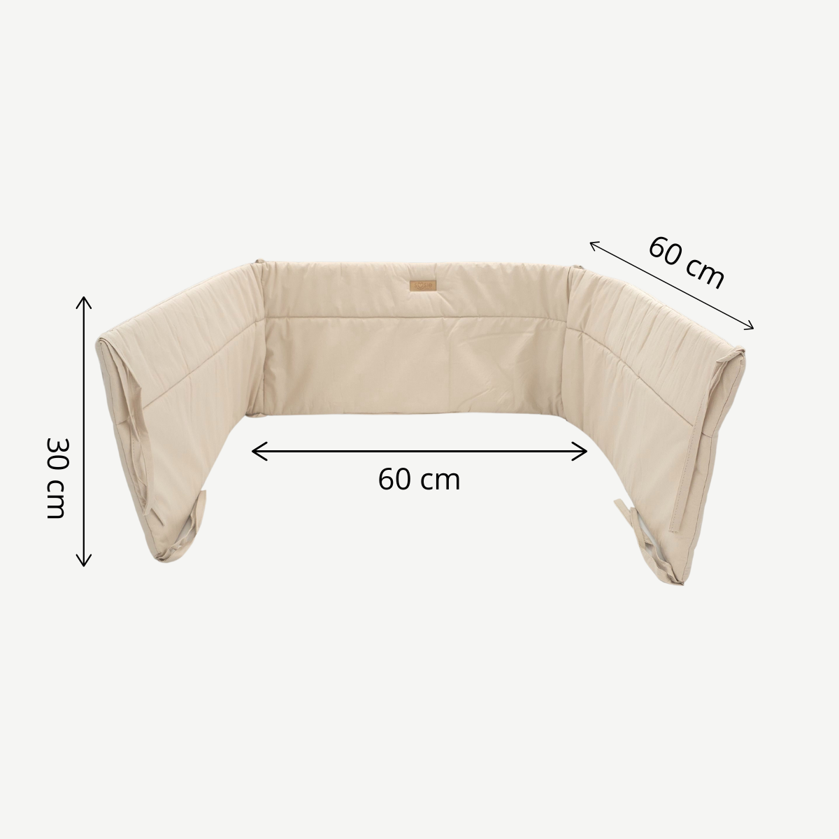 Bedomrander – CLASSIC Collectie – 180×30 cm – Ademend Katoen – Beige – Beschermende Bedbumper met Striklinten