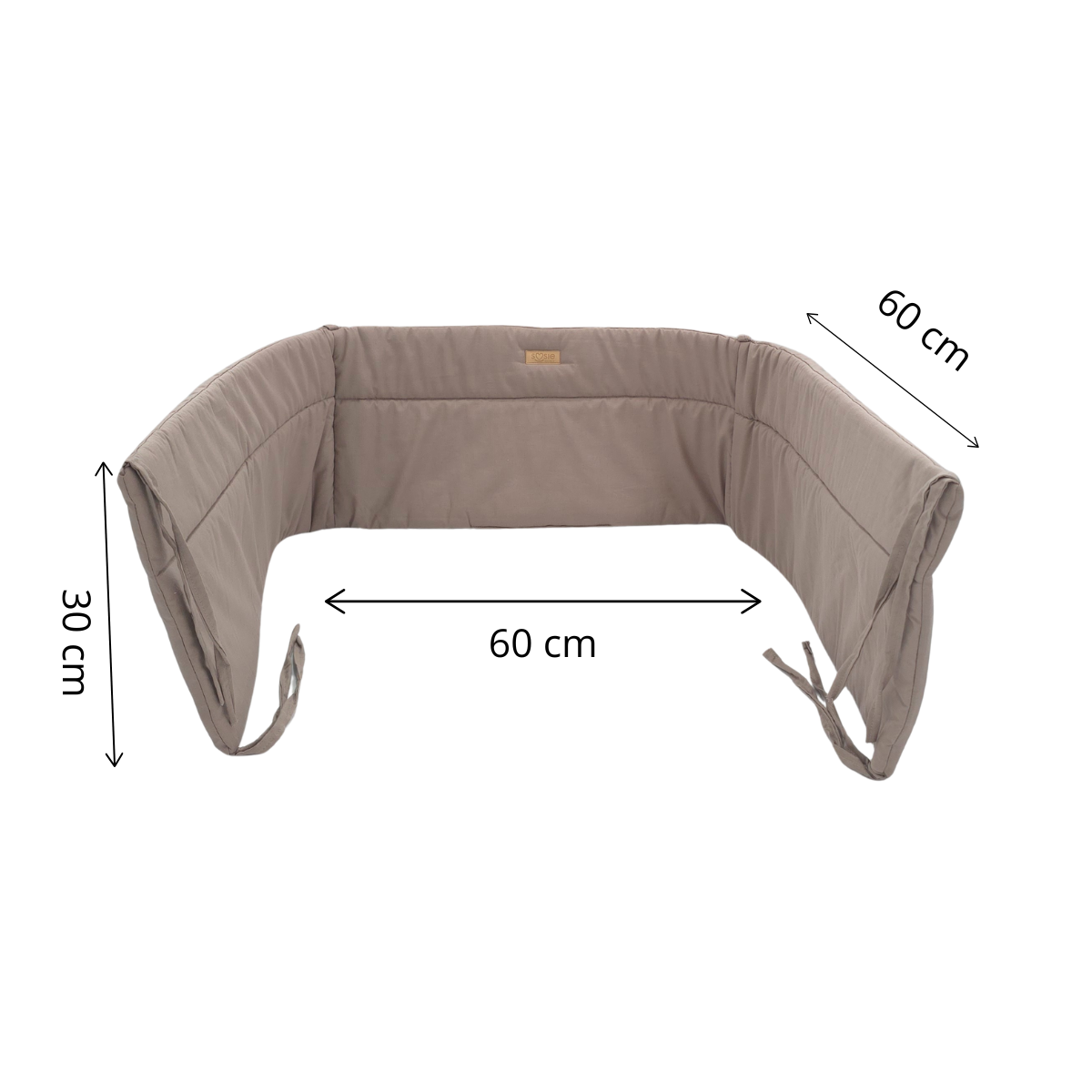 Bedomrander – CLASSIC Collectie – 180×30 cm – Ademend Katoen – Bruin – Beschermende Bedbumper met Striklinten