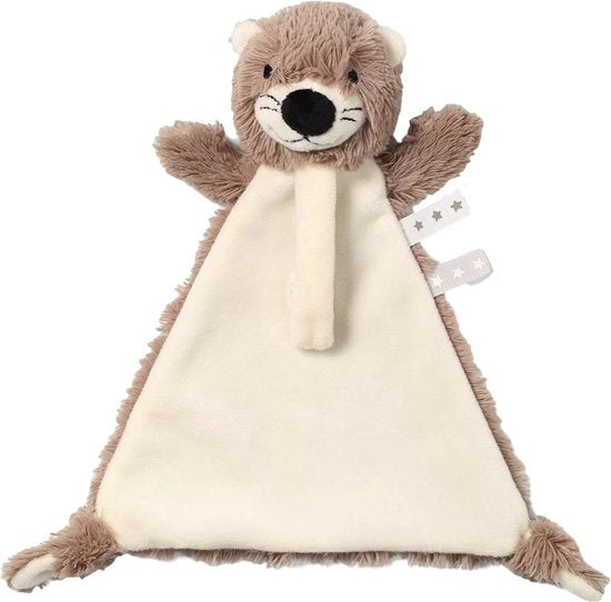 Bruine speenknuffel otter met rammelaar