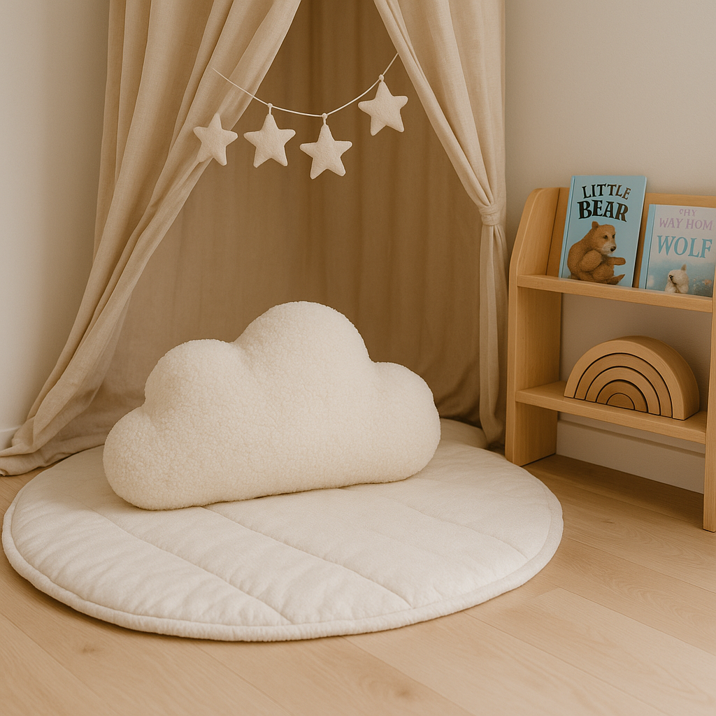 Sierkussen Wolk – Kussentje - Teddy Bouclé – 37×58 cm – Crème