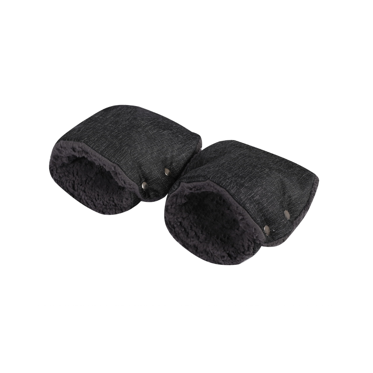 SOOSIE - Winter Kinderwagen Voetenzak + Handmof – Zwart Melange & Grijs Teddy – Universeel – Waterproof – 110 cm