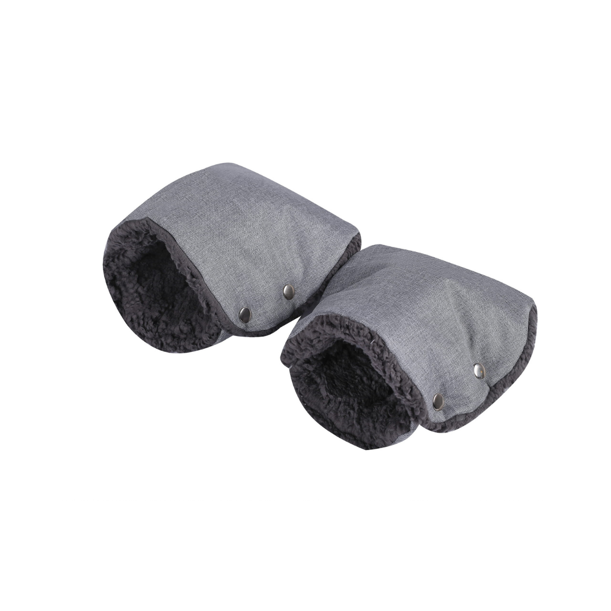 SOOSIE Winter Kinderwagen Voetenzak + Handmof – Grijs Melange & Donkergrijs Teddy – Universeel – Waterproof – 110 cm