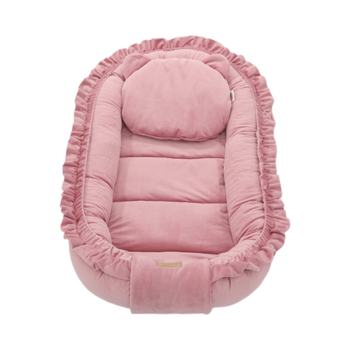 Soosie GLAMOUR velvet babynest set met kussen, roze, 90x50 cm