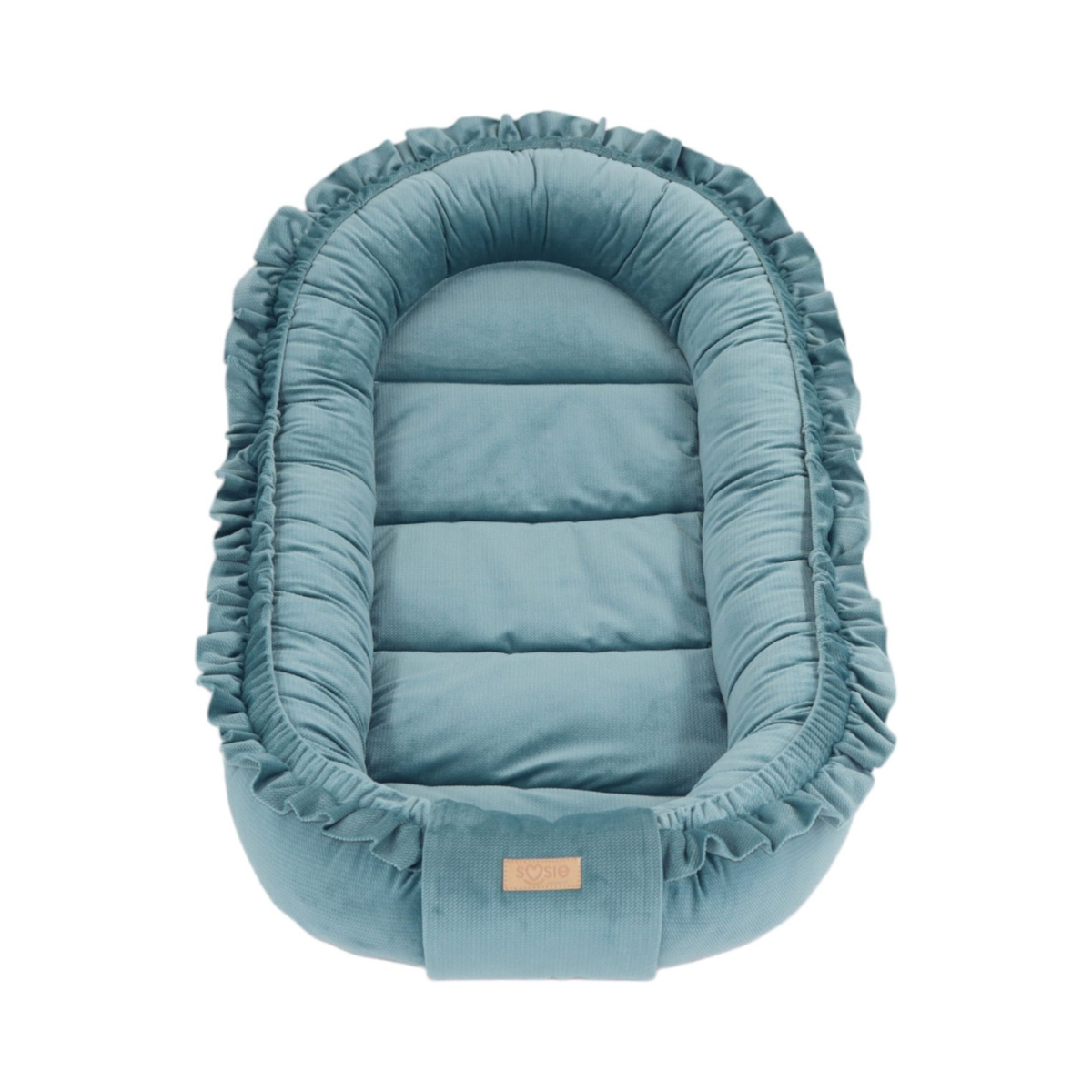 Babynestje - GLAMOUR - Babynest SET met kussen - VELVET - Blauw