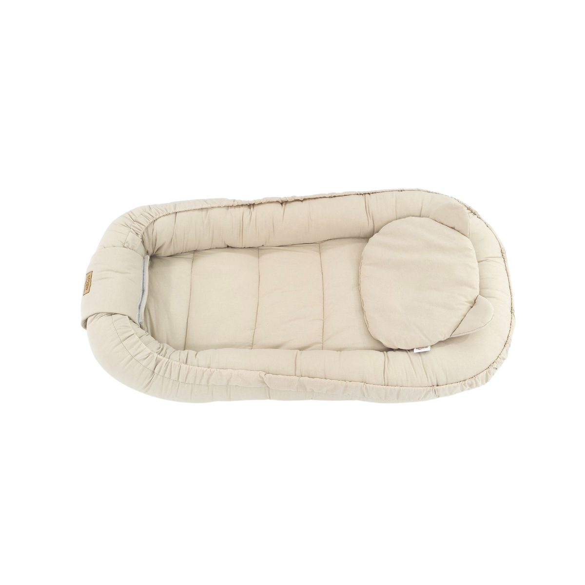 Soosie Babynestje – Katoen – Beige – 90×50 cm, Verstelbaar met Strikkoorden – Inclusief Kussentje – OEKO-TEX®, Anti-allergeen, Made in EU