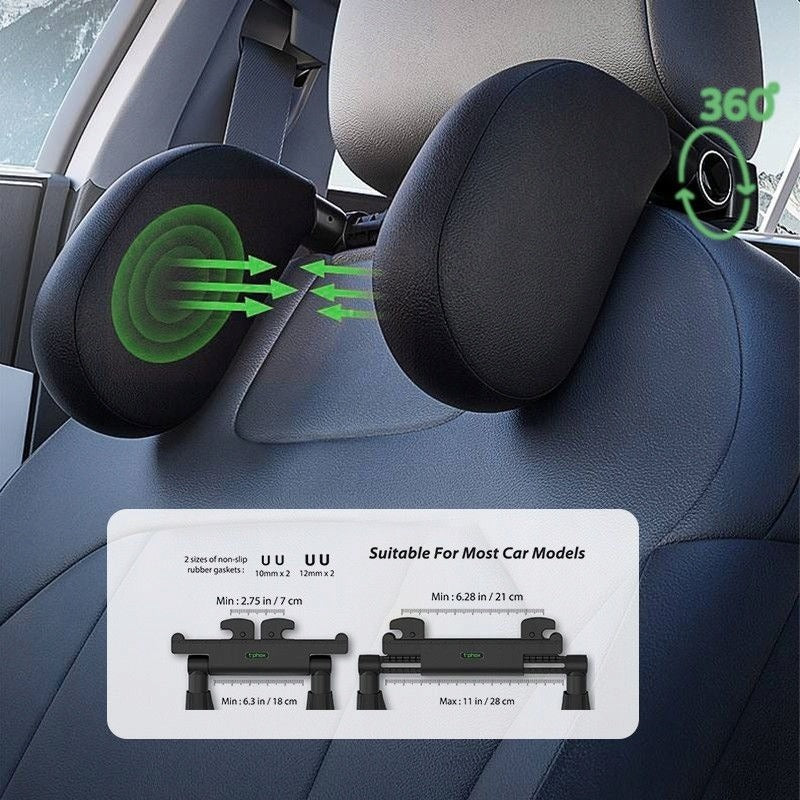 T-Phox Auto Hoofdsteun voor Kinderen – Verstelbare Hoofdsteun voor Autostoel – Memory Foam – Zwart