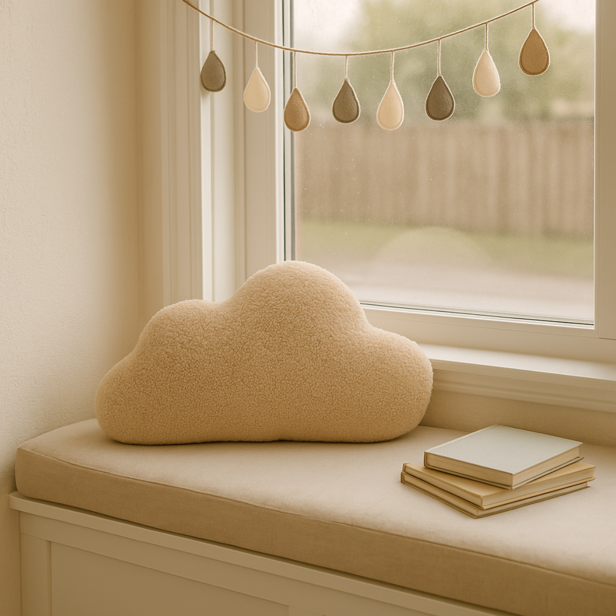 Sierkussen Wolk – Kussentje - Teddy Bouclé – 37×58 cm – Beige