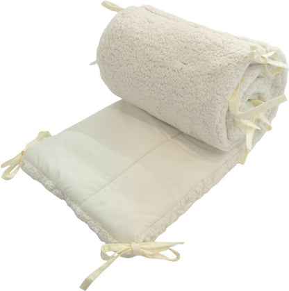 Bedomrander TEDDY Collectie – 180×30 cm – Teddy Crème & Ecru Katoen – Dubbelzijdig – Baby Bedbescherming