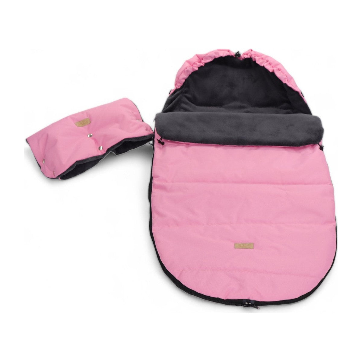 Soosie voetenzak POLAR roze met bijpassende handwarmer, 110 cm