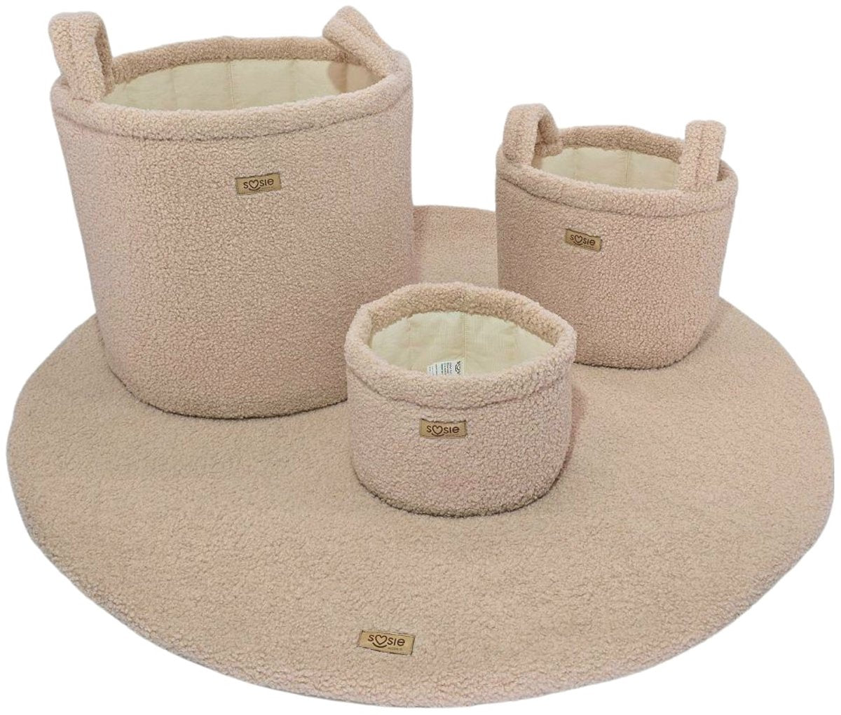 Teddy Bounce Opbergmanden Set – 3 stuks – Opbergmand Babykamer – Speelgoedmand – Beige Bruin – Manden voor Luiers, Speelgoed & Kleding