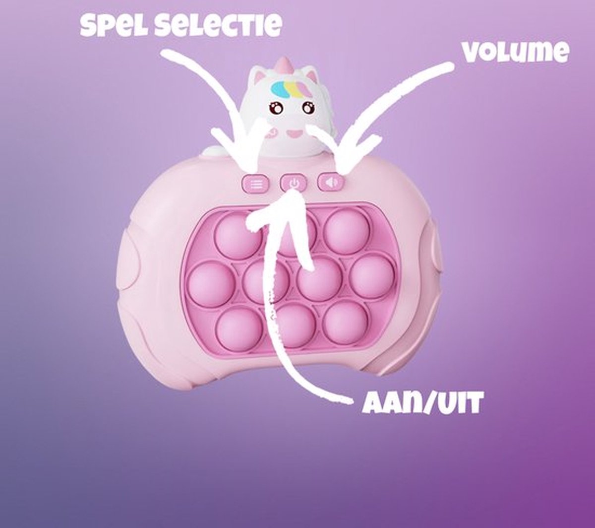 Interactieve Push & Pop It Spel – Eenhoorn (Unicorn) | Licht & Geluid | 4 Spelmodi | Sensorisch Speelgoed voor Kinderen