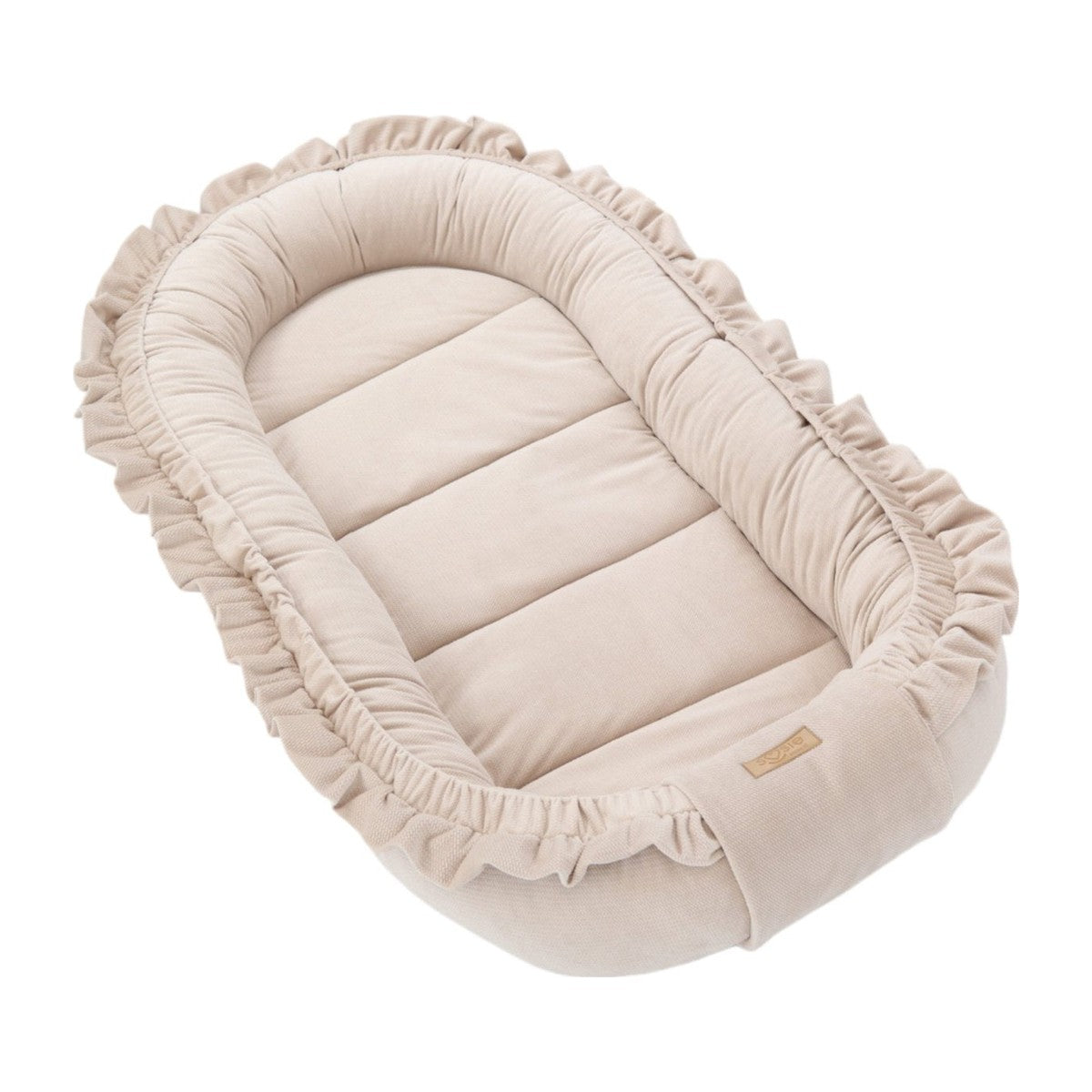 Soosie GLAMOUR velvet babynestje Beige, zijaanzicht