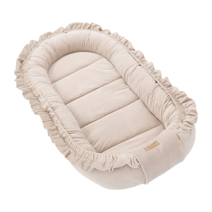 Soosie GLAMOUR velvet babynestje Beige, zijaanzicht