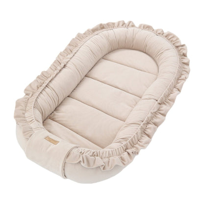 Soosie GLAMOUR velvet babynestje Beige, detail van de velvet stof