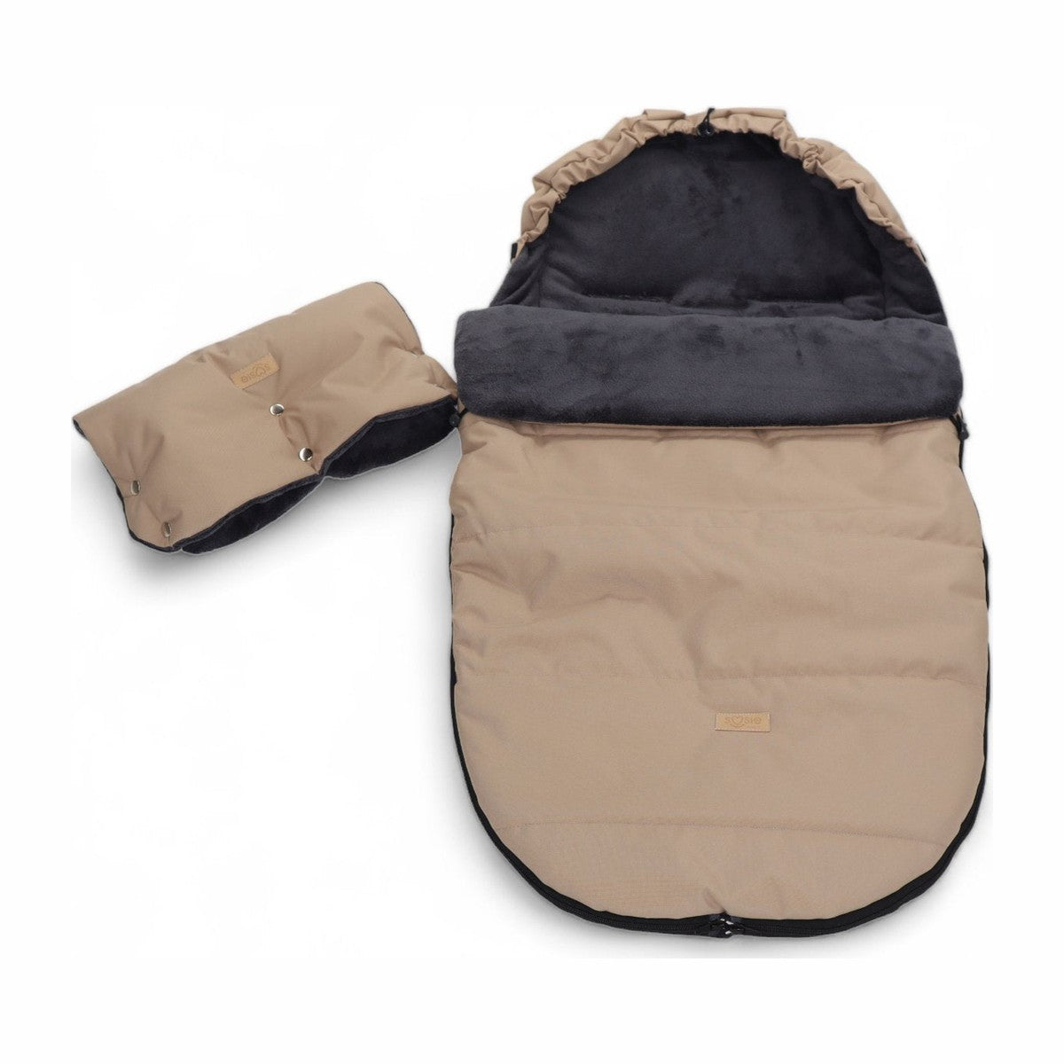 Soosie voetenzak kinderwagen POLAR beige met handwarmer, 110 cm