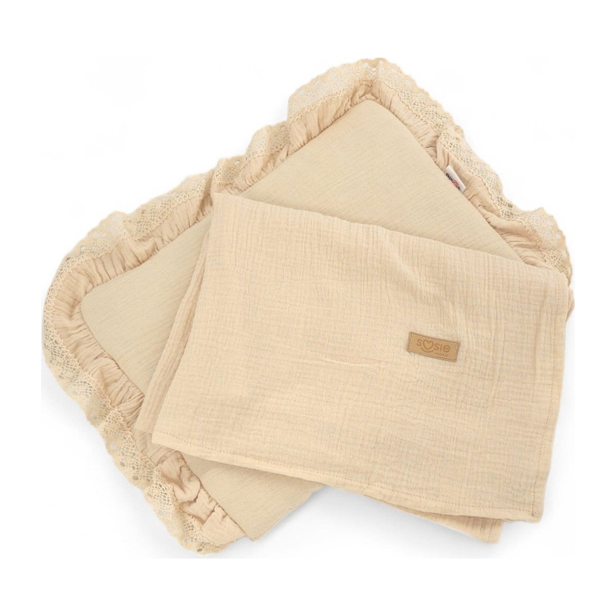 Soosie dekenset katoen mousseline beige met kussen