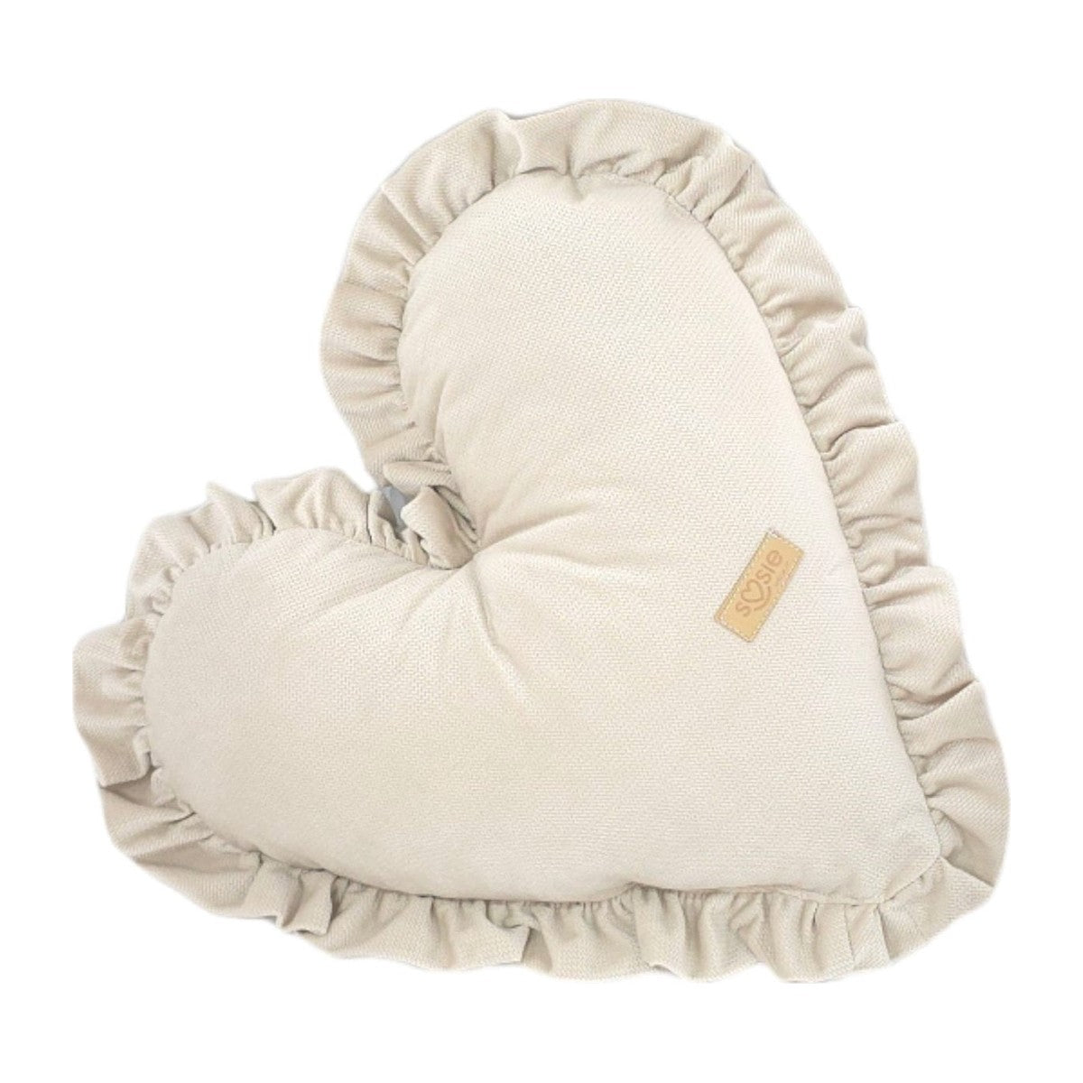 Soosie sierkussen hart GLAMOUR velvet beige met ruches