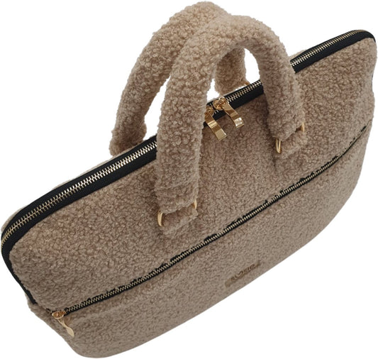 Soosie Teddy Bounce laptophoes 40x30x4 cm voor 13 tot 15,6 inch, beige
