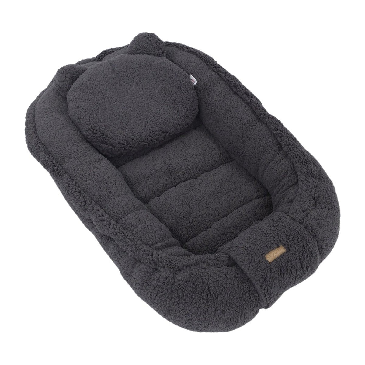 Soosie babynestje Grijs Teddy, volledig teddy, met kussentje