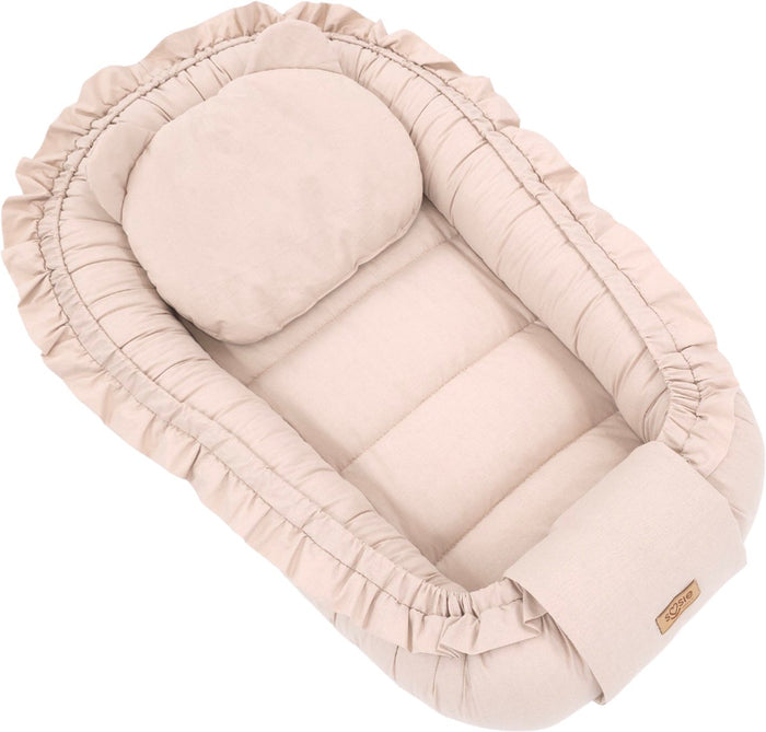 Babynestje FRILL – Babynest SET met kussen – 90×50 cm