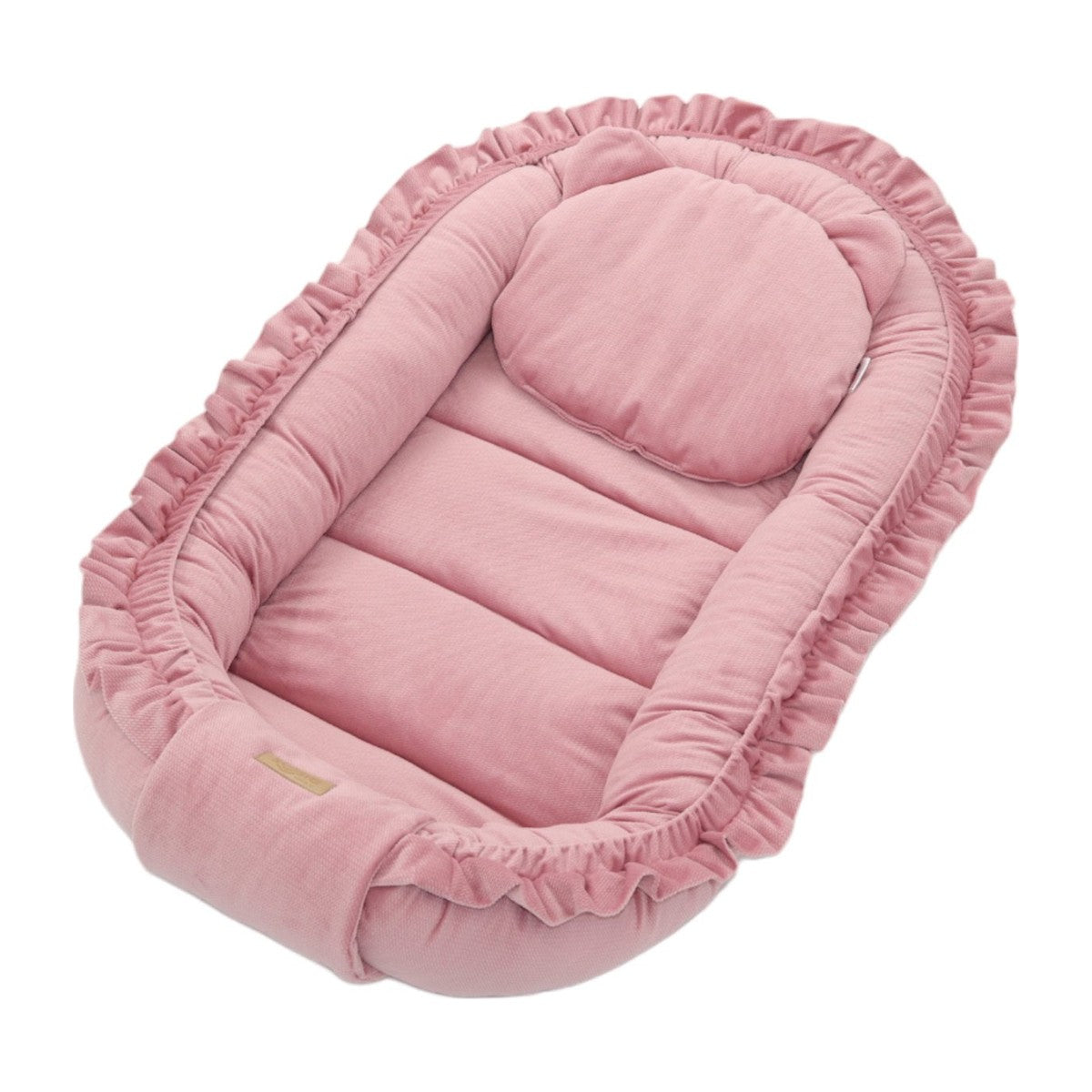 Soosie GLAMOUR velvet babynestje Roze, zijaanzicht