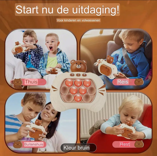 Interactieve Push & Pop It Spel – Beertje (Bear) | Licht & Geluid | 4 Spelmodi | Sensorisch Speelgoed voor Kinderen & Volwassenen