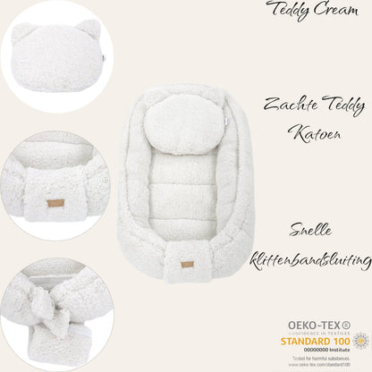 Soosie - Baby Nestje - Babynestje - Zacht en Veilig - Dubbelzijdig Teddy Katoen