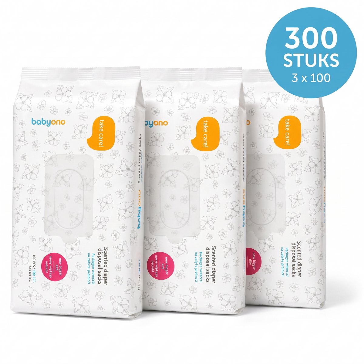 Luierzakjes met geur, voordeelverpakking van 300 stuks in blauw