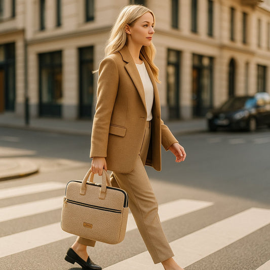 Teddy Bounce Laptop Sleeve - Laptop Case - Laptop Bag - Laptop Cover - 40x30x4 cm - Suitable for 13 to 15.6 inches - Beige 