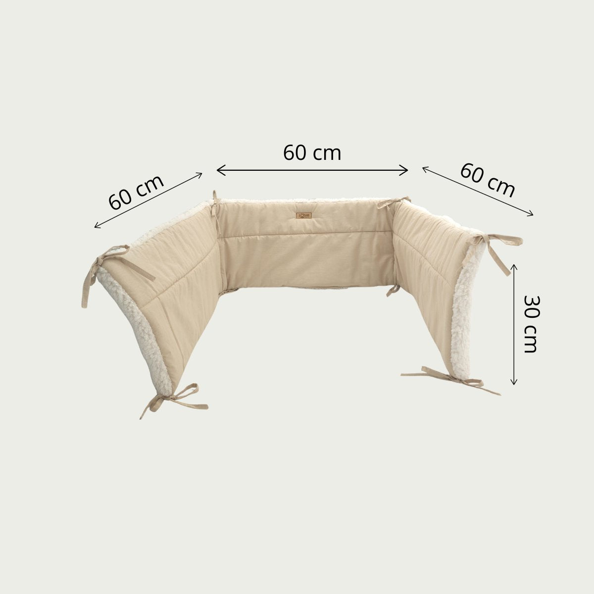 Bedomrander TEDDY Collectie – 180×30 cm – Dubbelzijdig Teddy & Katoen – Creme en Beige – Baby Bedbescherming