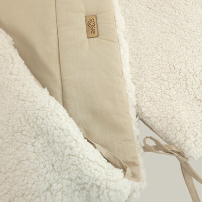 Bedomrander TEDDY Collectie – 180×30 cm – Dubbelzijdig Teddy & Katoen – Creme en Beige – Baby Bedbescherming