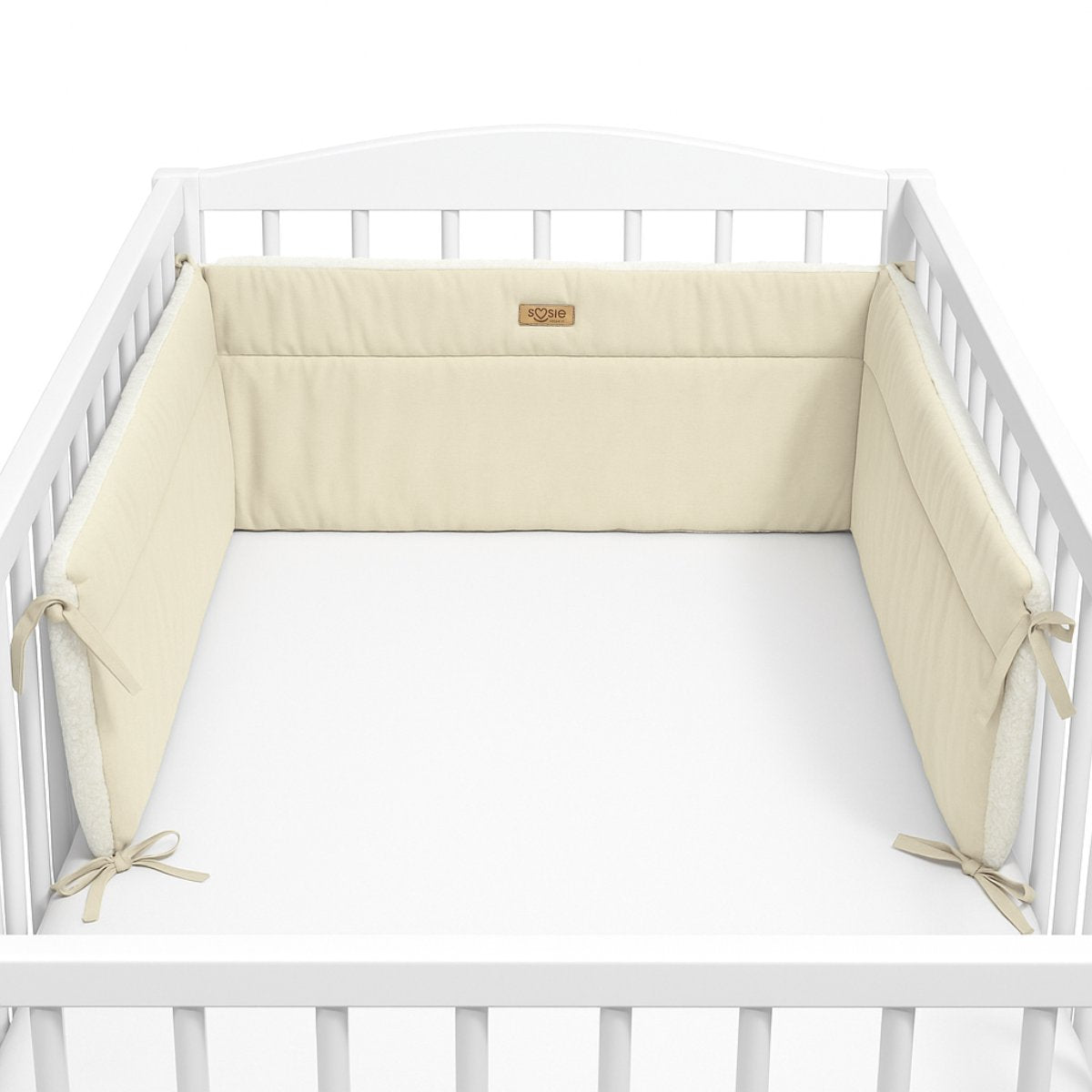 Bedomrander TEDDY Collectie – 180×30 cm – Teddy Crème & Ecru Katoen – Dubbelzijdig – Baby Bedbescherming