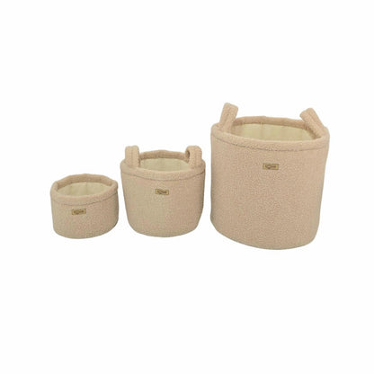 Teddy Bounce Opbergmanden Set – 3 stuks – Opbergmand Babykamer – Speelgoedmand – Beige Bruin – Manden voor Luiers, Speelgoed & Kleding