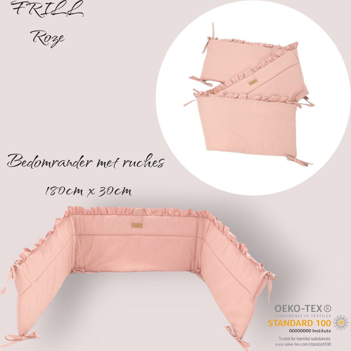 Baby Bedomrander - FRILL - Bedbumper - Hoofdbeschermer - 180 x 30cm