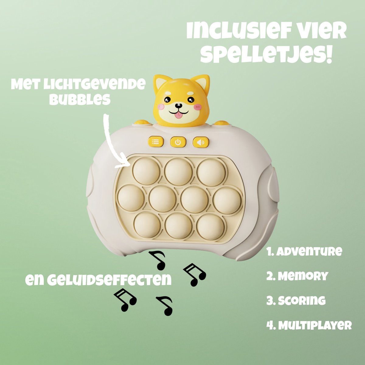 Interactieve Push & Pop It Spel – Vosje (Fox) | Licht & Geluid | 4 Spelmodi | Sensorisch Speelgoed