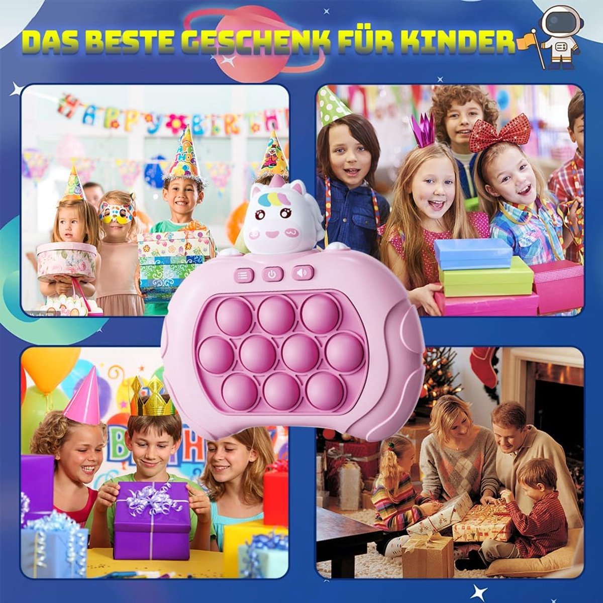 Interactieve Push & Pop It Spel – Eenhoorn (Unicorn) | Licht & Geluid | 4 Spelmodi | Sensorisch Speelgoed voor Kinderen