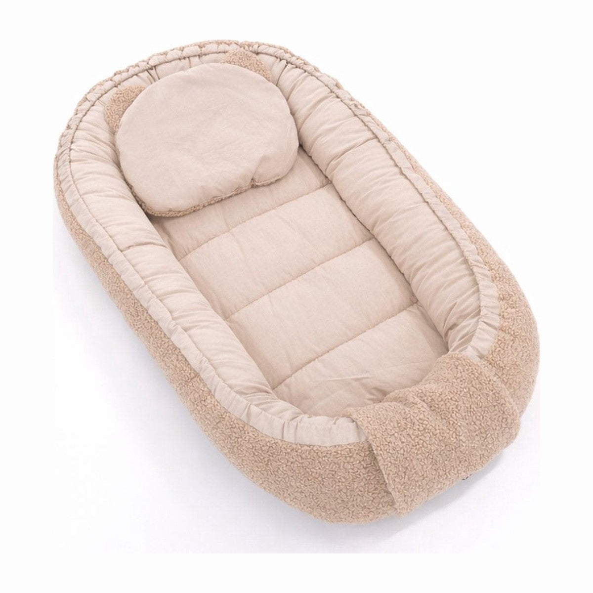 Soosie babynestje dubbelzijdig Bruin Teddy / Bruin Katoen, 90x50 cm, met kussentje