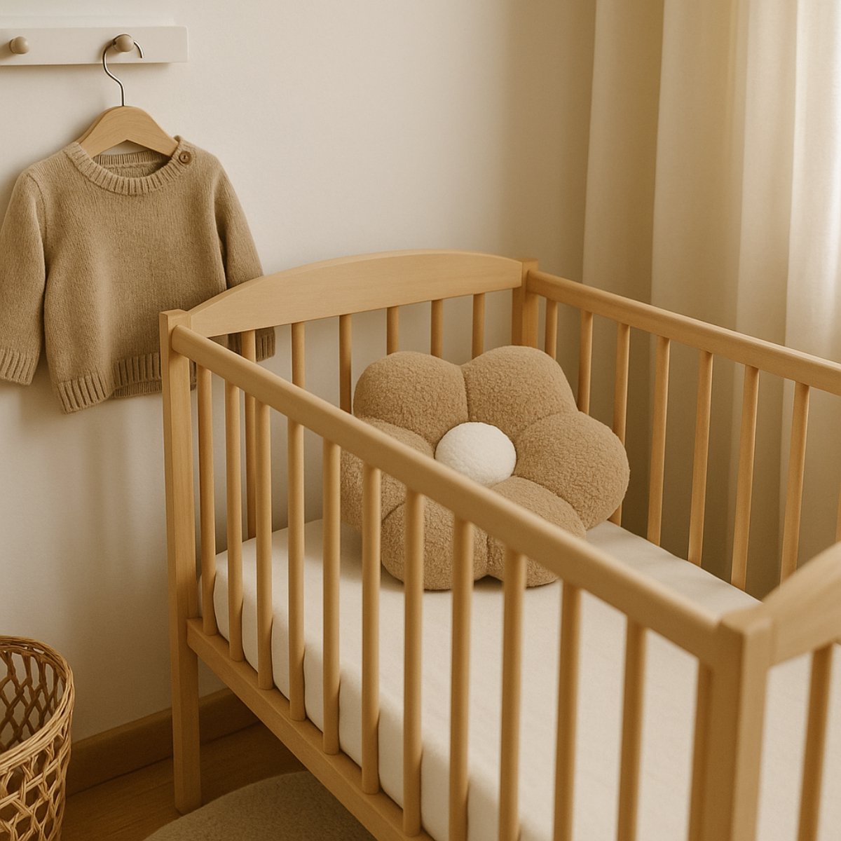 Sierkussen Bloem van teddy bouclé in beige met crème hart, Ø 40 cm