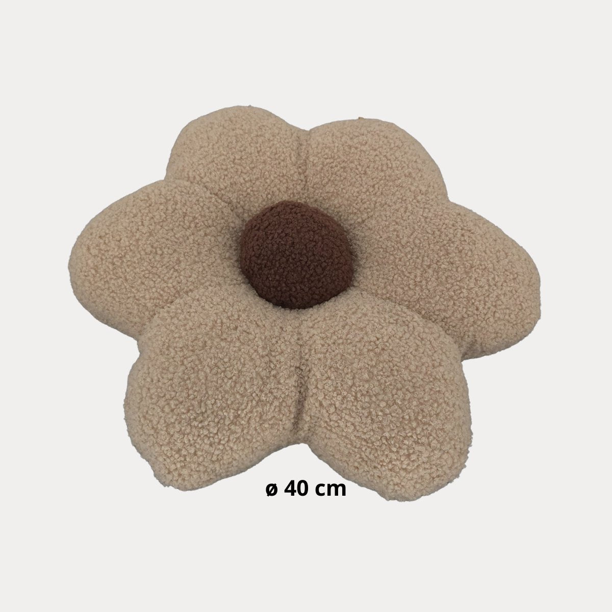 Soosie Sierkussen Bloem – Kussentje – Teddy Bouclé – Ø 40 cm – Beige & Bruin