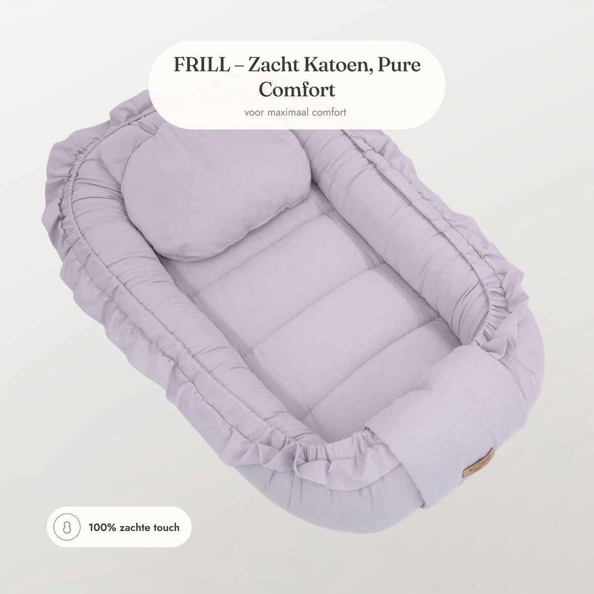 Soosie babynestje FRILL UP Grijs, afmetingen 90 x 50 cm