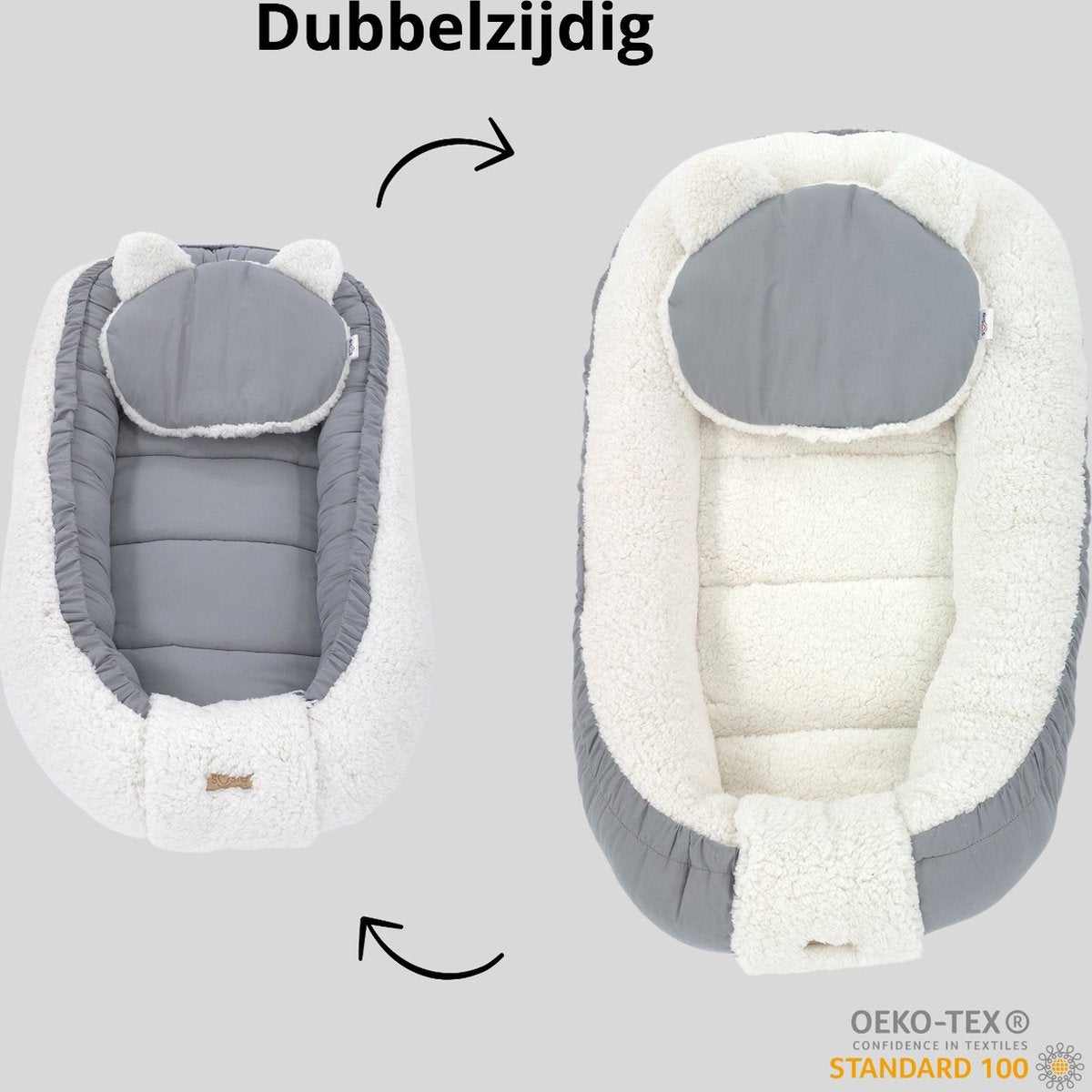 Soosie - Baby Nestje - Babynestje - Zacht en Veilig - Dubbelzijdig Teddy Katoen