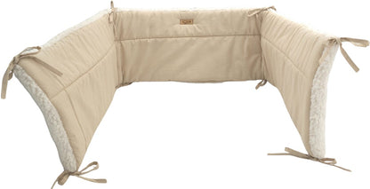 Bedomrander TEDDY Collectie – 180×30 cm – Dubbelzijdig Teddy & Katoen – Creme en Beige – Baby Bedbescherming