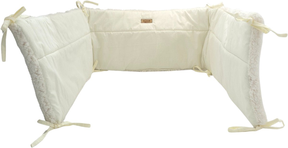 Bedomrander TEDDY Collectie – 180×30 cm – Teddy Crème & Ecru Katoen – Dubbelzijdig – Baby Bedbescherming