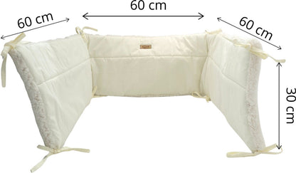 Bedomrander TEDDY Collectie – 180×30 cm – Teddy Crème & Ecru Katoen – Dubbelzijdig – Baby Bedbescherming