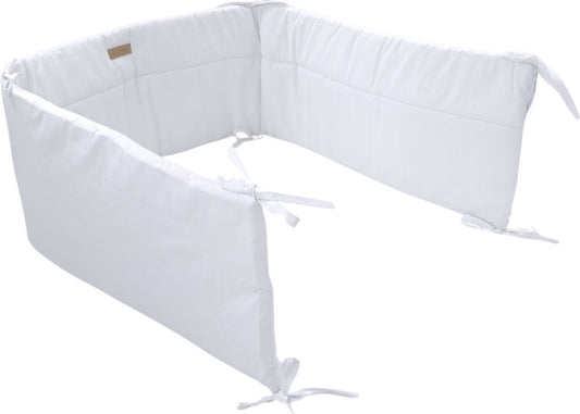 Soosie bedomrander CLASSIC wit, ademend katoen met striklinten, 180x30 cm