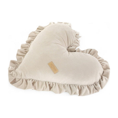 Soosie sierkussen hart GLAMOUR velvet beige, ruches in detail
